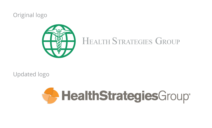 Health Strategies Group logo comparison with old logo
